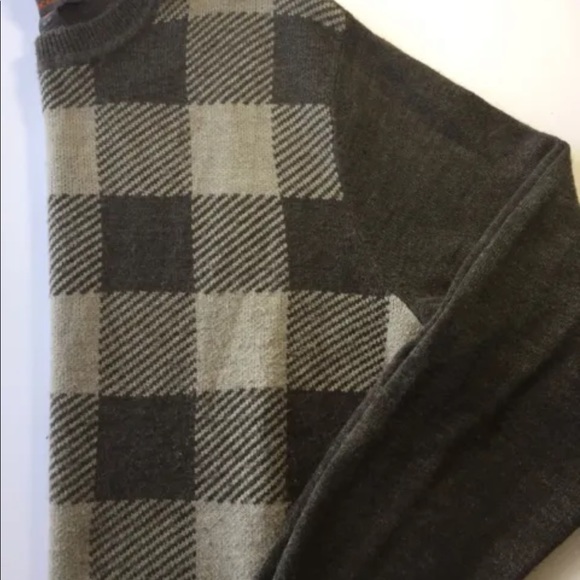 Dockers Men Crew Neck Sweater Check Houndstooth Print Med Grey Taupe - Picture 15 of 15